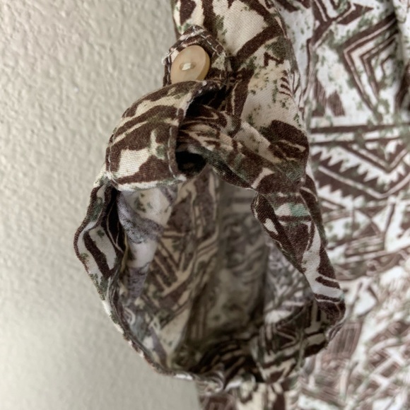 Small Brown Tribal Erika Button Up Short Sleeve Top - Picture 7 of 8